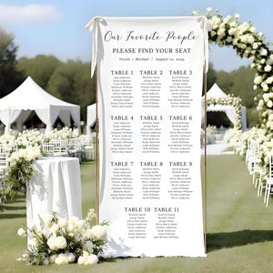 Fabric Wedding Seating Chart Sign, Fabric Wedding Table Plan, Modern Outdoor Wedding Banner, Our Favorite People Sign, Custom Fabric Sign