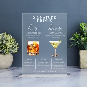 Acryl Signature Drinks Zeichen, Minimalist Hochzeit Bar Menü Zeichen, Signatur Cocktail Zeichen, Hochzeit Bar Zeichen, Hochzeit Signature Getränkekarte