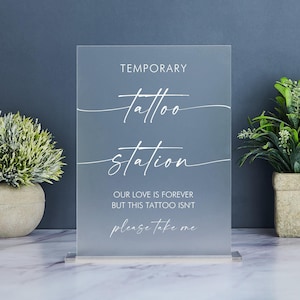 Wedding Tattoo Station Sign, Temporary Wedding Tattoo Station Sign, Tattoo Wedding Sign, Minimalist Wedding Sign, Acrylic Wedding Signage