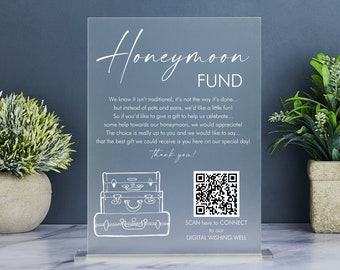 Honeymoon Fund QR Code Sign,Wedding Honeymoon Fund Sign,Venmo QR Code Wedding Sign,Modern Minimalist Wedding Decor,Venmo Honeymoon Wish Sign