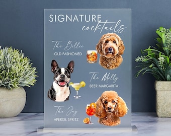 Dog Signature Drink Sign, Pet Signature Drink Menu, Custom Bar Menu, Dog Drink Sign, Pet Wedding Bar Sign, Cat Signature Cocktails Sign