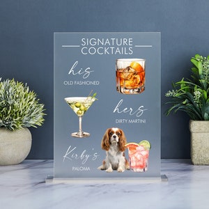 Hunde Signature Drink Zeichen, Haustier Signature Cocktail Zeichen, Minimalistische Hochzeits Bar Schild, Hunde Signature Cocktail Acryl Schild, Hochzeits Bar Menü