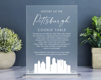 Pittsburgh Cookie Table Sign, History of Pittsburgh Cookie Table Sign, Pittsburgh Tradition, Acrylic Wedding Sign, Wedding Signage