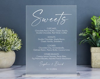 Minimalist Dessert Menu Sign, Modern Wedding Dessert Menu, Boho Dessert Station, Minimalist Dessert Table Sign, Acrylic Sweets Table Sign