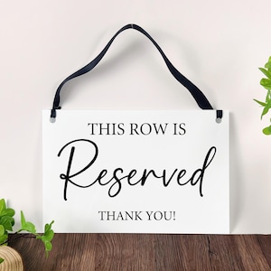 This Row Is Reserved Sign, Reserved Row Acrylic Sign for Chair, Acrylic Reserved Seat Sign, Wedding Stationery, Reserved Seating Wedding