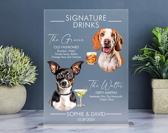 Dog Signature Drinks Sign, Pet Signature Drink Sign, Wedding Bar Sign Dog, Dog Signature Cocktails Sign, Pet Signature Drink Bar Menu