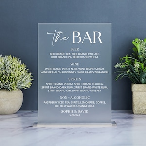 Modernes Hochzeit Bar Menü Zeichen, Minimalist Bar Menü Hochzeit Zeichen, Hochzeit Getränkekarte Zeichen, The Bar Zeichen, Benutzerdefiniertes Acryl Hochzeitsschild