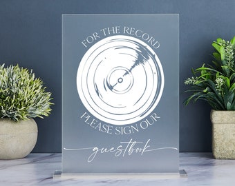 For the Record Guestbook Sign, Please Sign Our Guestbook, Acrylic Record Guestbook Sign, Record Wedding Guest Book, Audio Guest Book Sign