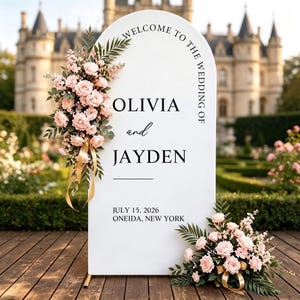 Capa protetora personalizada para placa de boas-vindas em arco para casamento, painel de fundo personalizado para entrada em arco, decoração para recepção de casamento, chá de panela e festa de noivado.