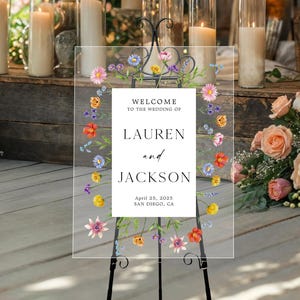 Wildflower Welcome to Our Wedding Sign, Wildflowers Acrylic Wedding Sign, Floral Wedding Welcome Sign, Wild Flowers Wedding Decorations