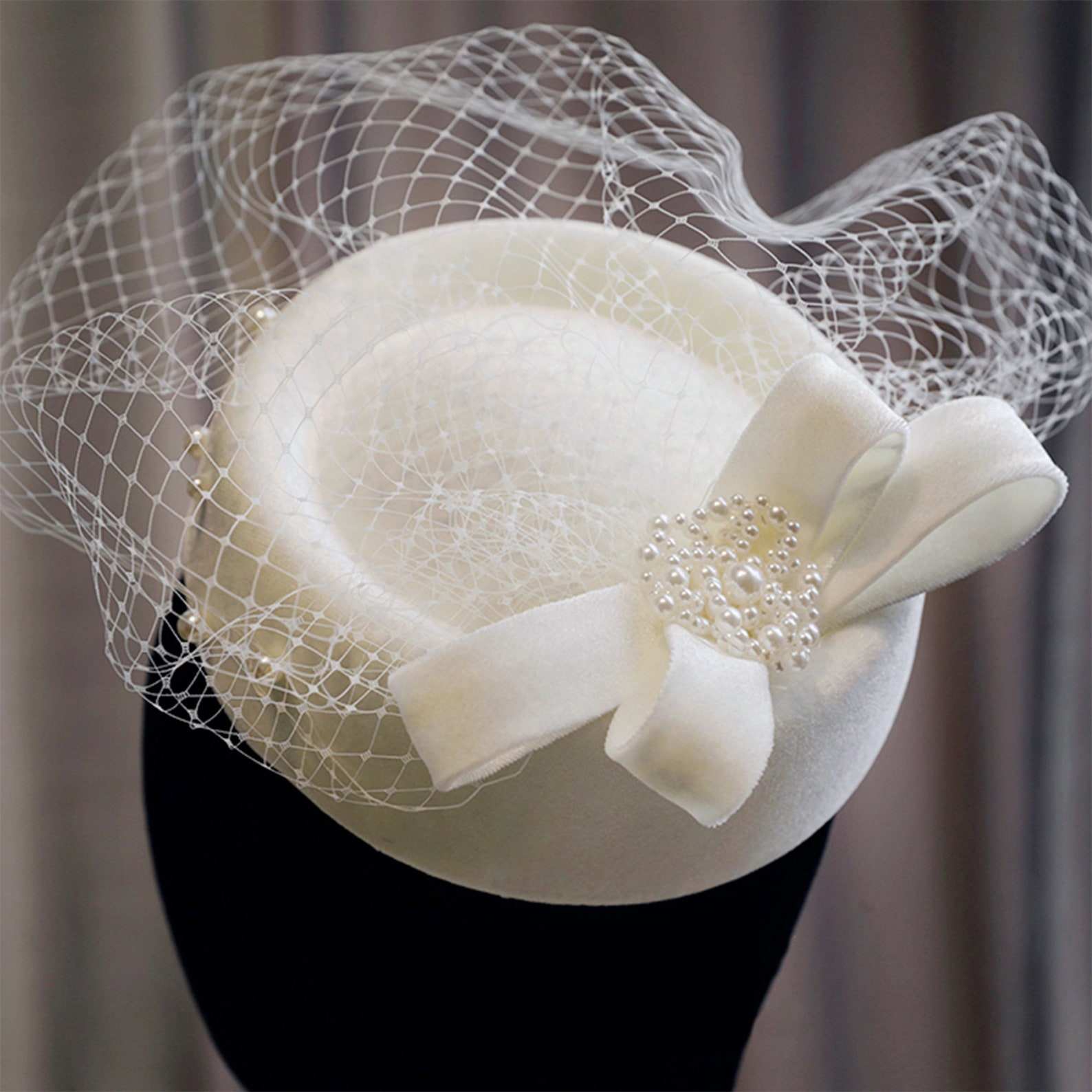 Handmade Pill Box Bridal Fascinator Wedding Hat Face Veil Etsy