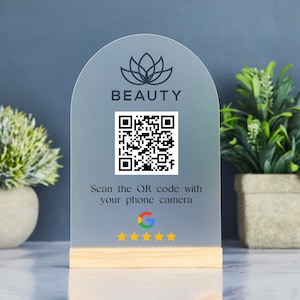 Personalized Please Leave a Review Sign, QR Code Sign, Social Media Display Sign for Business, Google Review, Mini QR Display Sign Acrylic
