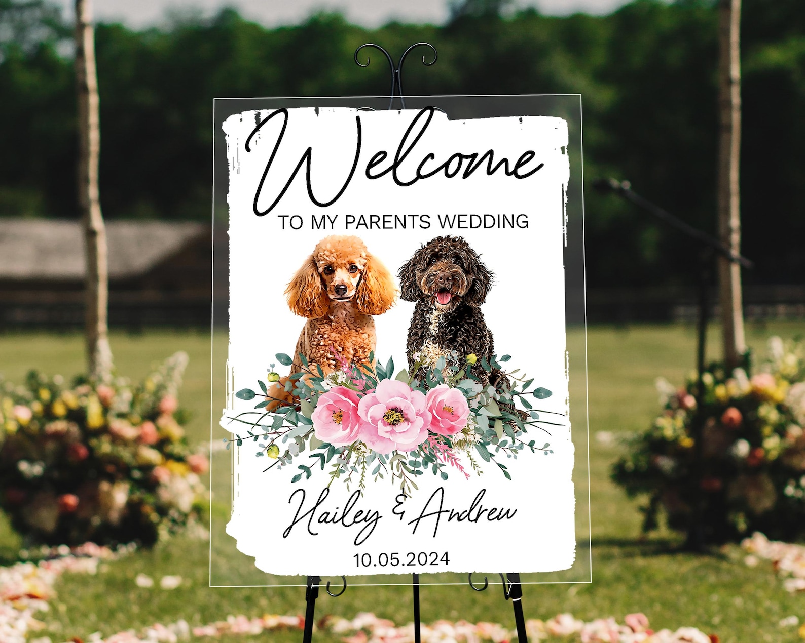 Parents Welcome Sticker Pet Parents Welcome Sign, Wedding Welcome Sign With Pet Portrait ...