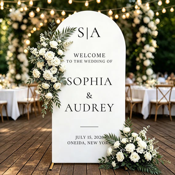 Arched Welcome Sign Cover, Wedding Entrance Backdrop, Custom Wedding Sign, Bridal Shower Backdrop, Engagement Party Decor, Reception Sign