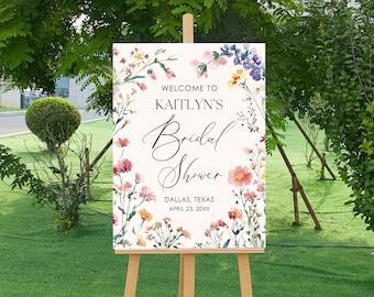 Wildflower Welcome Sign, Bridal Shower Welcome Sign, Floral Bridal Shower Sign, Boho Floral Wedding Shower Poster, Bridal Brunch, Custom