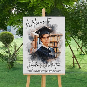 Graduation Party Welcome Sign, Photo Graduation Welcome Poster, Grad Welcome Sign, Grad Party Decor, Grad Party Decorations, Canvas