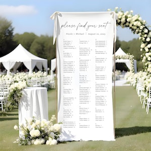 Fabric Wedding Seating Chart Sign, Fabric Wedding Table Plan, Modern Outdoor Wedding Banner, Our Favorite People Sign, Custom Fabric Sign