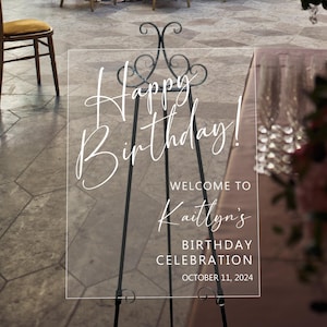 Happy Birthday Welcome Sign, Birthday Party Welcome Sign, 40th 50th 60th 70th 80th or Any Age Birthday Party Decor, Acrylic Welcome Sign