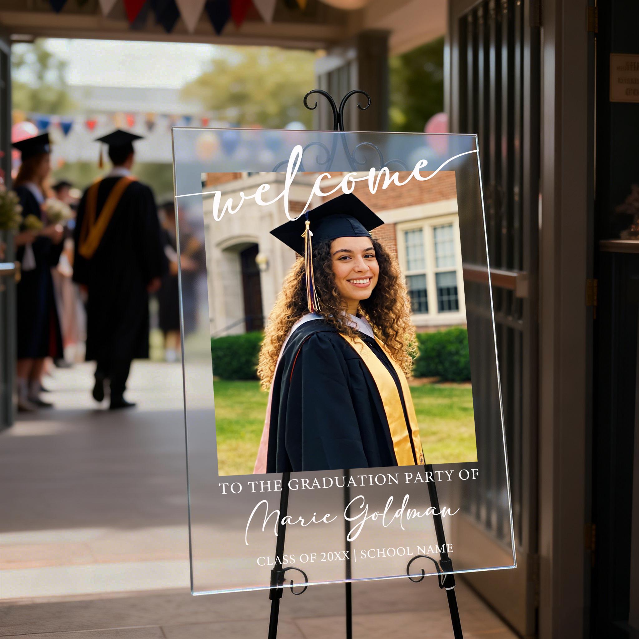 Graduation Photo Both Sign Graduation Party Sign With Picture, Custom Photo Graduation Sign ...