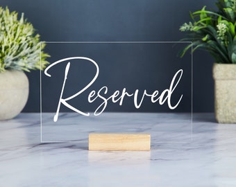 Reserved Table Sign, Reserved Sign Wedding, Acrylic Wedding Signs, Wedding Reception Table Decor, Reserved Seats Sign, Acrylic Table Signs