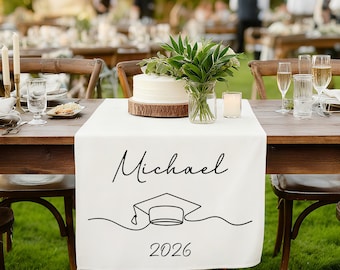 Custom Graduation Table Runner, College Grad Sign, Class of 2026, Personalized Graduation Party Table Decor, Graduation Tapestry
