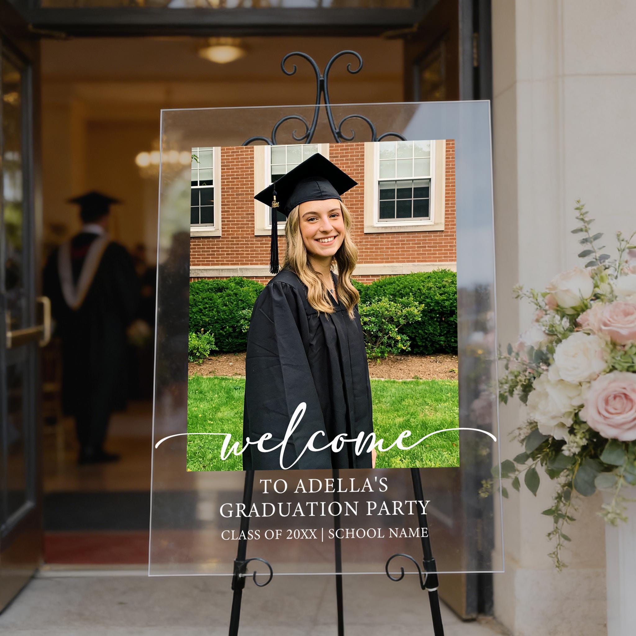 Graduation Photo Both Sign Custom Photo Graduation Sign, Acrylic Graduation Party Sign ...