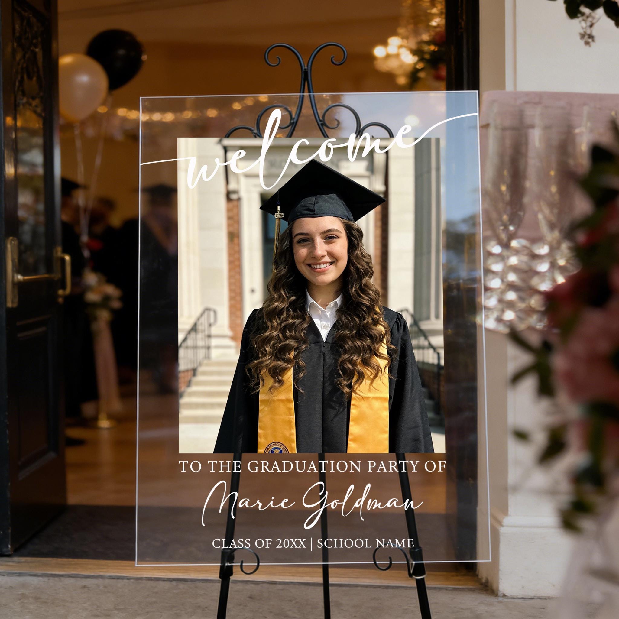Graduation Photo Both Sign Graduation Party Sign With Picture, Custom Photo Graduation Sign ...