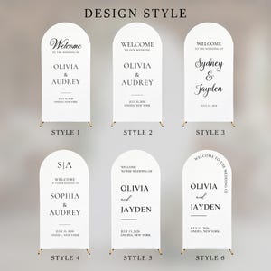 Cubierta arqueada para letrero de bienvenida, fondo para la entrada de la boda, letrero de boda personalizado, fondo para despedida de soltera, decoración para fiesta de compromiso, letrero para recepción imagen 9