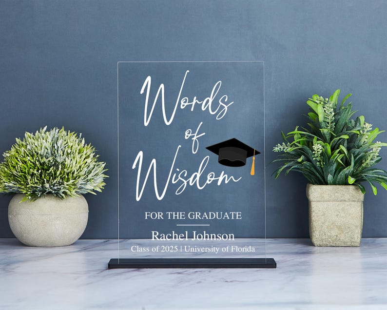 Wisdom In Cursive Words of Wisdom Graduation Sign, Graduation Party Decor, Graduation ...