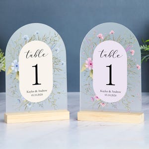 Wildflower Wedding Table Numbers, Frosted Arch Acrylic Table Numbers, Floral Table Numbers, Boho Wedding Table Decor, Bridal Shower