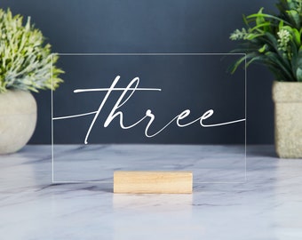 Clear Acrylic Wedding Table Numbers, Table Numbers Wedding, Rehearsal Dinner, Birthday, Baptism Table Number, Minimalist Wedding Table Decor