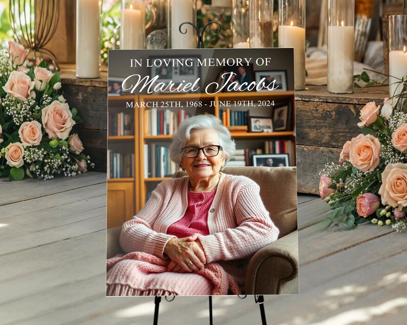 Funeral Sign, Celebration of Life Poster Board, in Loving