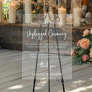 Unplugged ceremonie acrylbord, bruiloft welkomstbord, modern minimalistisch trouwbord, bord huwelijksceremonie, losgekoppelde borden