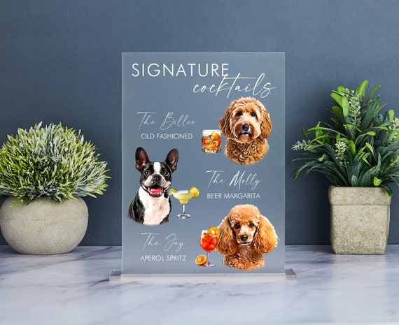 Dog Signature Drink Sign, Pet Signature Drink Menu, Custom Bar Menu, Dog Drink Sign, Pet Wedding Bar Sign, Cat Signature Cocktails Sign