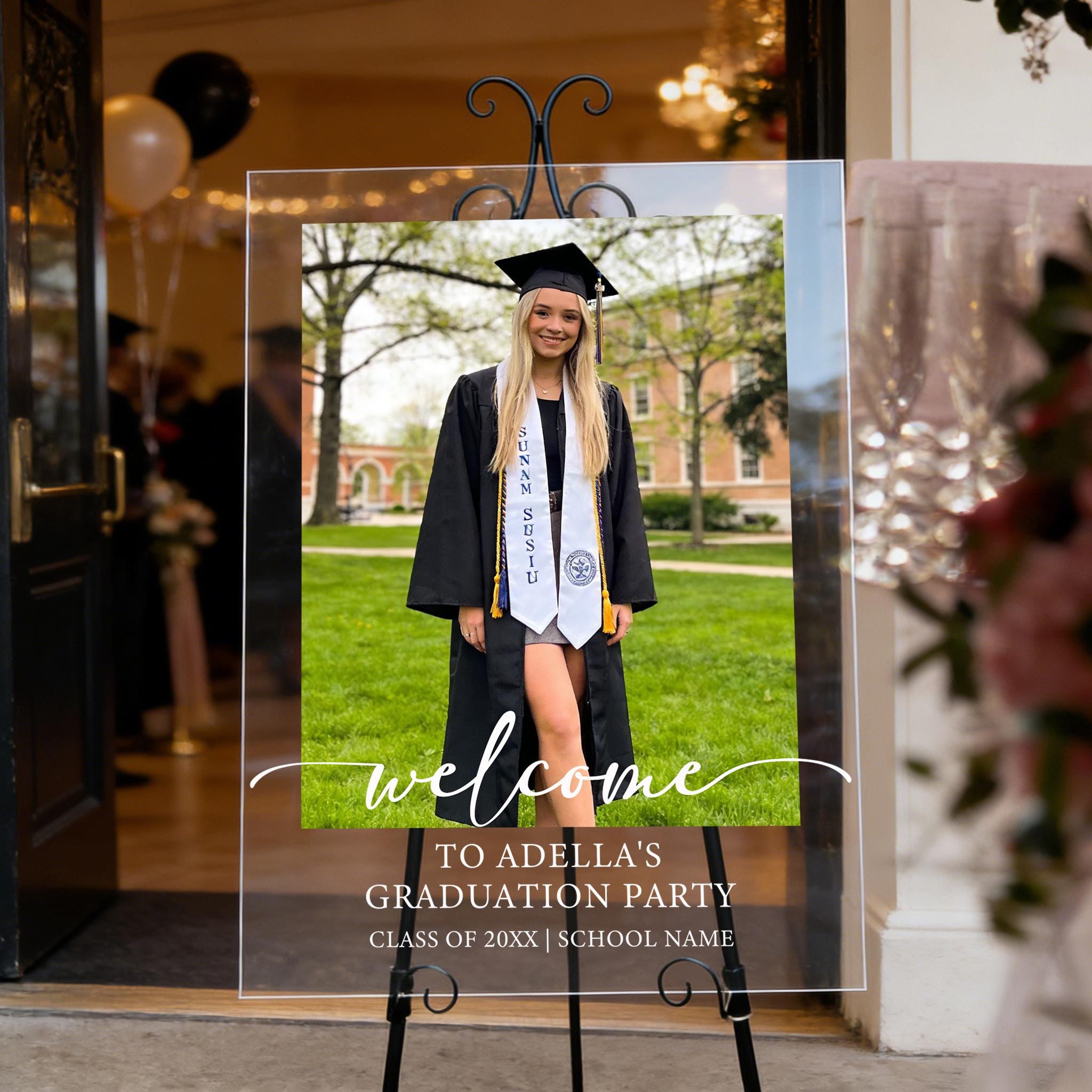 Graduation Photo Both Sign Custom Photo Graduation Sign, Acrylic Graduation Party Sign ...