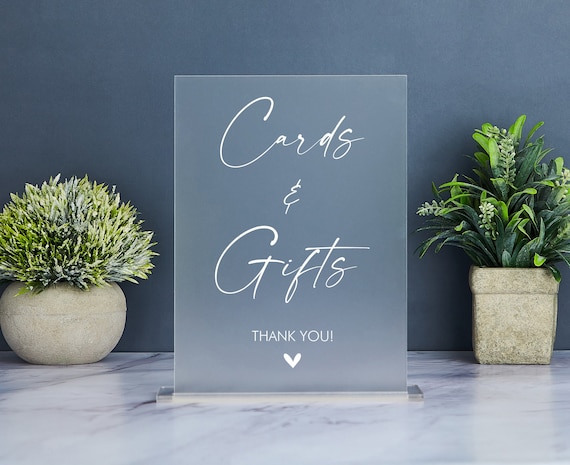 Acrylic Cards and Gifts Sign, Gift Table Sign, Favors Signs, Modern Minimalist Wedding Sign, Bridal Shower Gift Sign, Retirement Party Sign