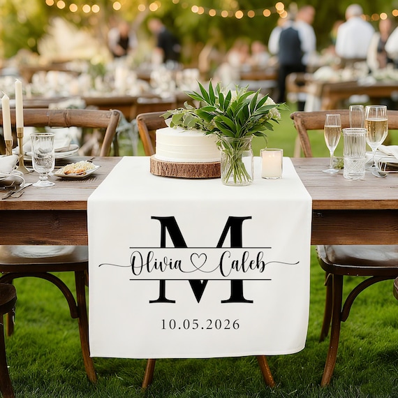 Custom Wedding Table Runner, Fabric Wedding Banner, Sweetheart Table Decor