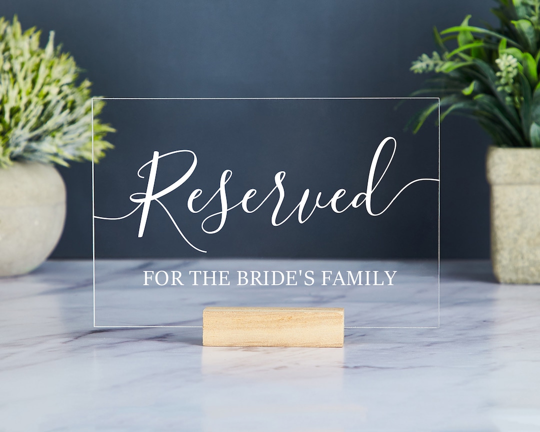 Reserved Sign Wedding, Reserved Table Sign, Acrylic Wedding Signs ...