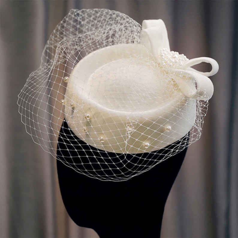 Handmade Pill Box Bridal Fascinator Wedding Hat Face Veil Etsy UK