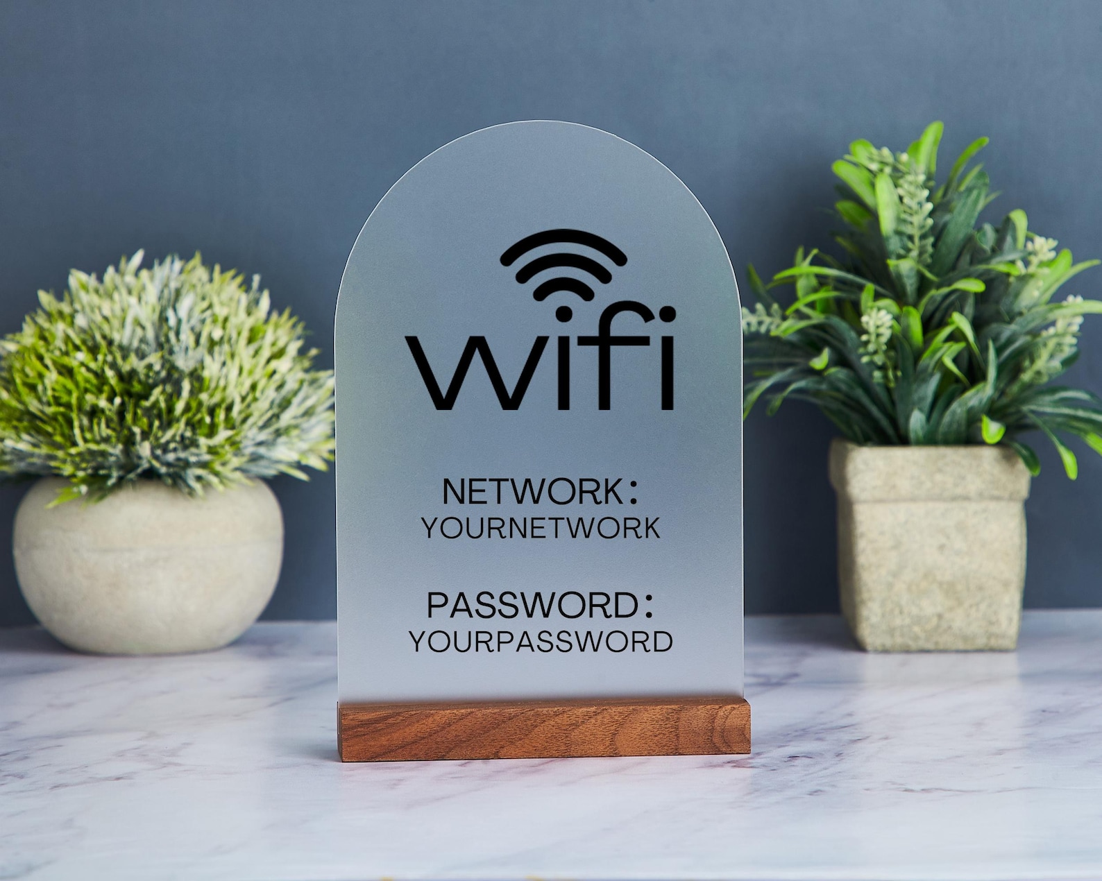 Arch Acrylic Wifi Sign With Base, Custom Wifi Password Sign, Frosted ...