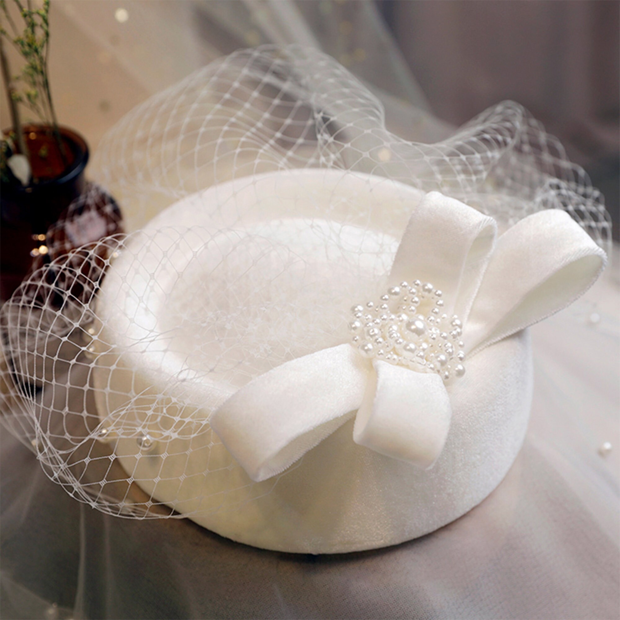 Handmade Pill Box Bridal Fascinator Wedding Hat Face Veil Etsy