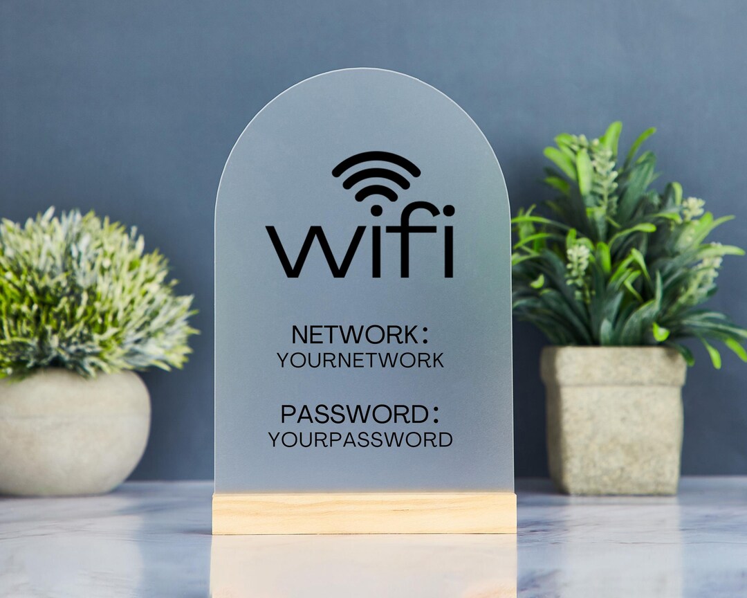 Arch Acrylic Wifi Sign With Base, Custom Wifi Password Sign, Frosted ...