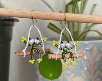 Frog on a Swing Earrings