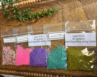 Sale, grab bag, Seed beads, size 11/0, 10grams 5 bags