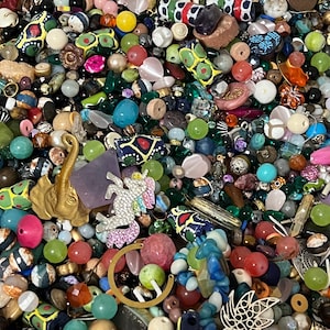 Bead soup, Grab bag, jewelry supplies, bead destash lot, czech glass beads, mixed beads, metal, wood beads