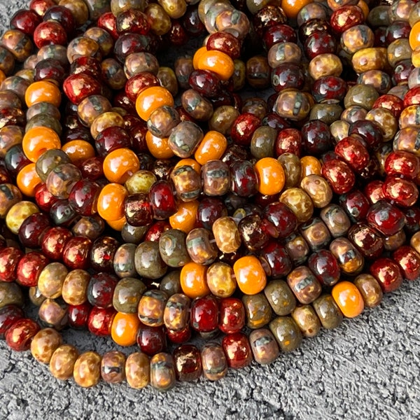 Czech glass beads, Seed beads mix, size 2/0, czech glass seed beads, picasso seed beads , fall colors