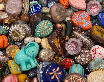 New batch, Czech glass beads, grab bag, 60 grams, mixed beads, mix of premium beads