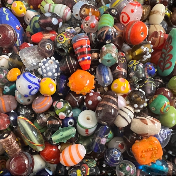 Vintage glass beads, grab bag, 150 grams, mixed beads, mix of premium beads