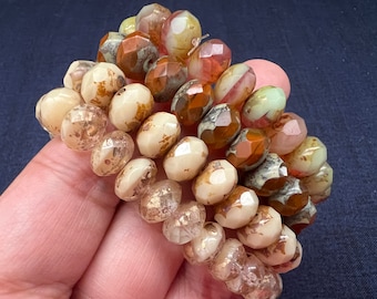 New Grab bag, czech glass beads, mixed beads, mix of premium beads, mix rondelles, earthy neutral colors, size 9x6mm