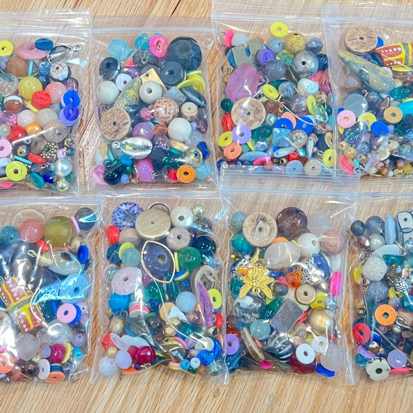 Bead soup/bead destash lot/all kinds of beads,czech glass, seed beads, wood,plastic,polymer,metal/jewelry making supplies